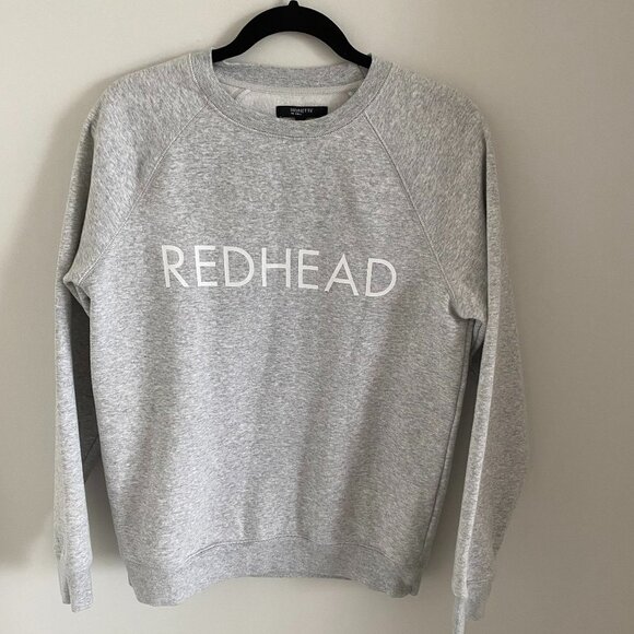 BRUNETTE GRAPHIC CREWNECK SWEATER TOP SWEATSHIRT WOMEN'S GRAY HEATHER SIZE S/M - Picture 1 of 6